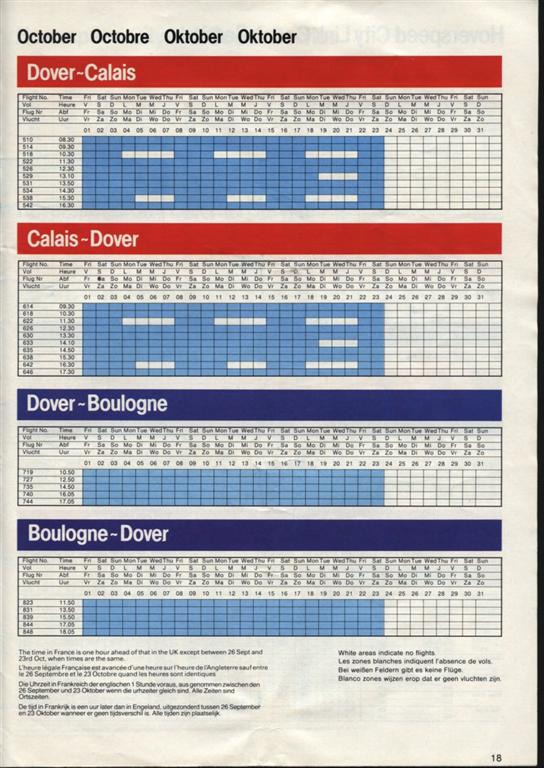 The Hoverspeed 1982 brochure, including timetables - October timetables (credit: Steven Charlesworth).